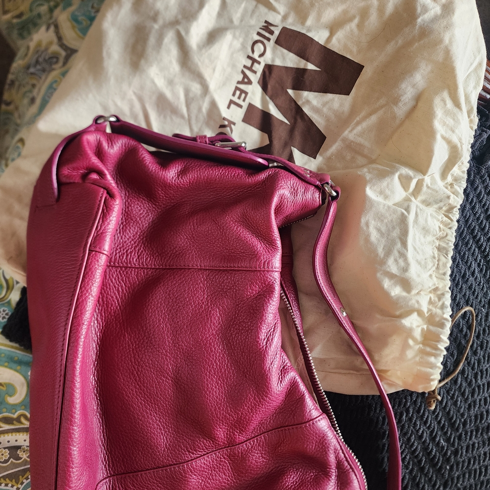 Michael Kors Fuchsia Leather Hobo Bag